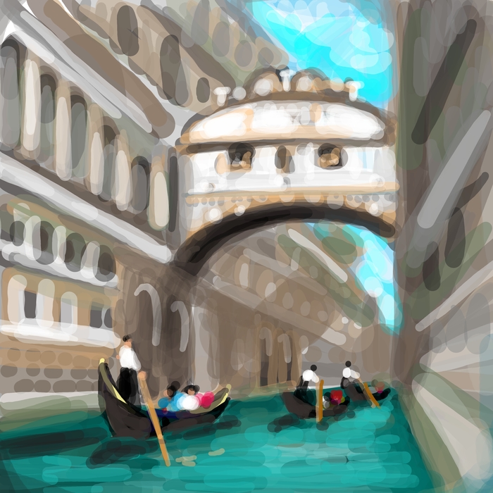 Gondolas On The Canal In Venice Italy