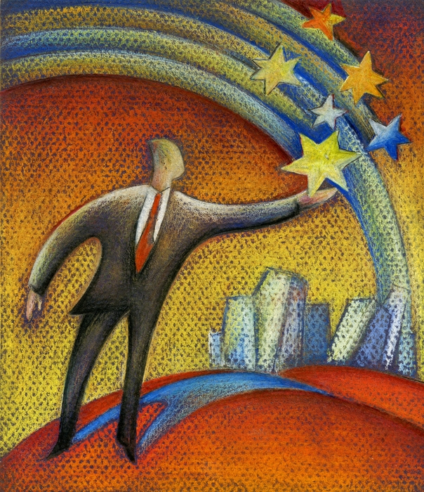 Businessman Reaching For The Stars