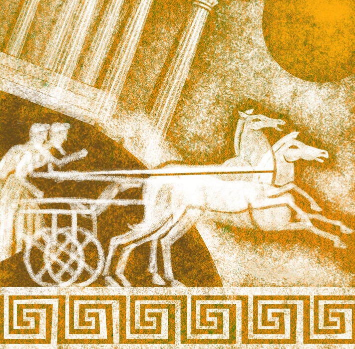 Greek Chariot With Horses