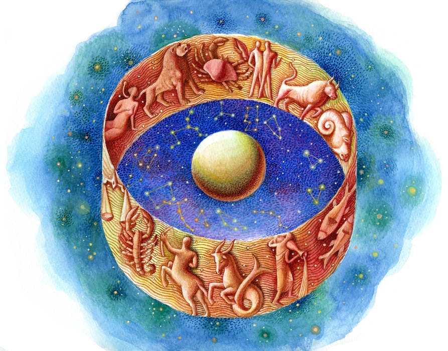 Astrological Symbols Encircle A Planet