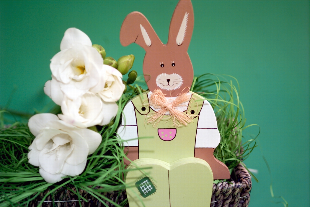 Easter Bunny with White Flowers