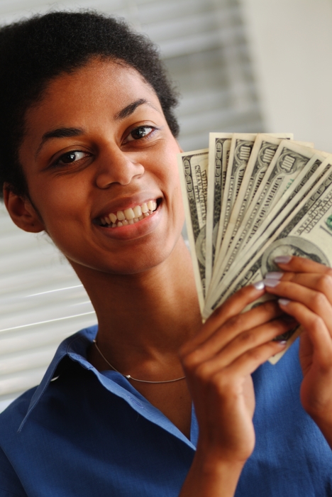 Woman Counting U.S. One Hundred Dollar Money Bills
