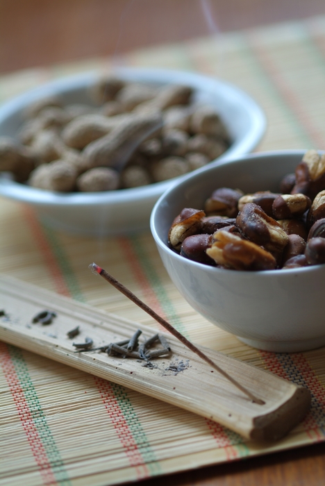 Assorted Nuts with Burning Incense