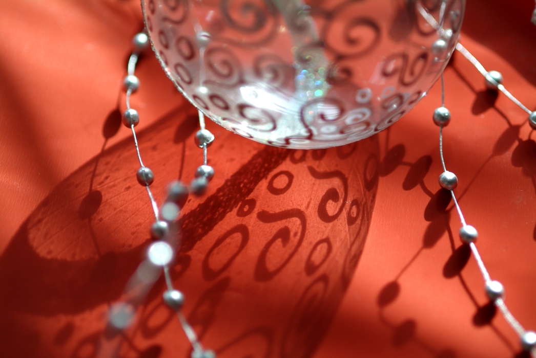 Christmas Ornaments: Silver Beads and Glass Ball
