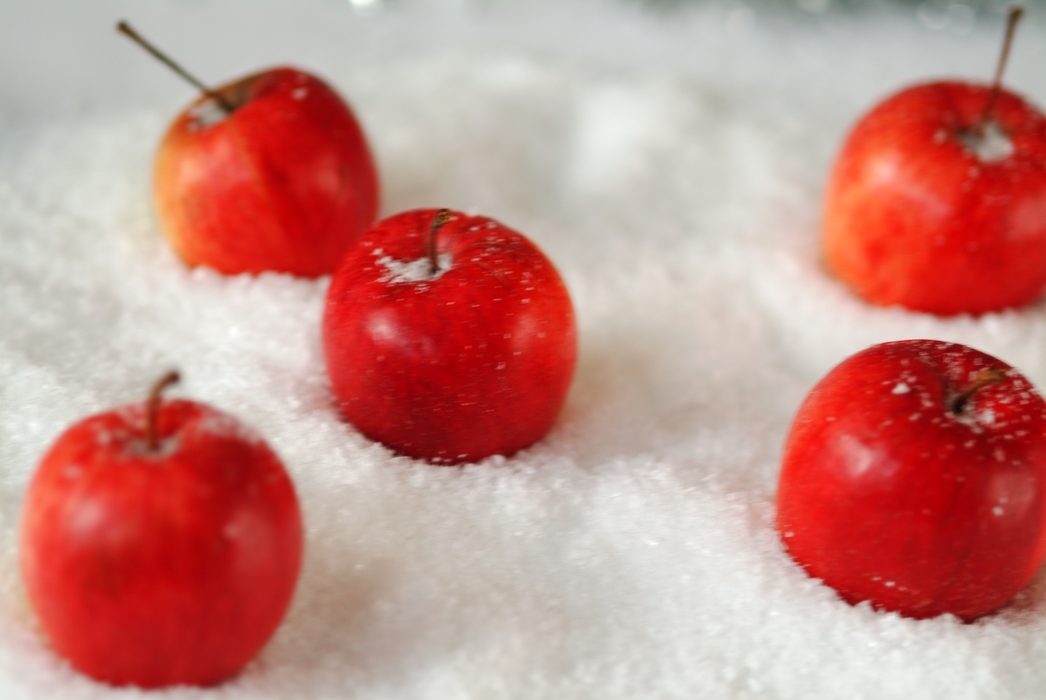 Christmas Ornaments:  Red Apples on Snow