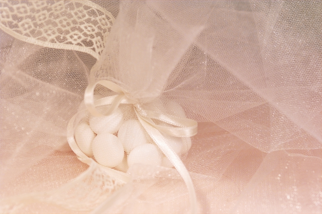 The Wedding Day:  Wedding Candies with White Ribbon