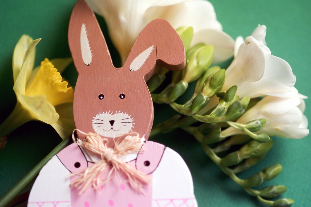 Easter Bunny with Easter Flowers