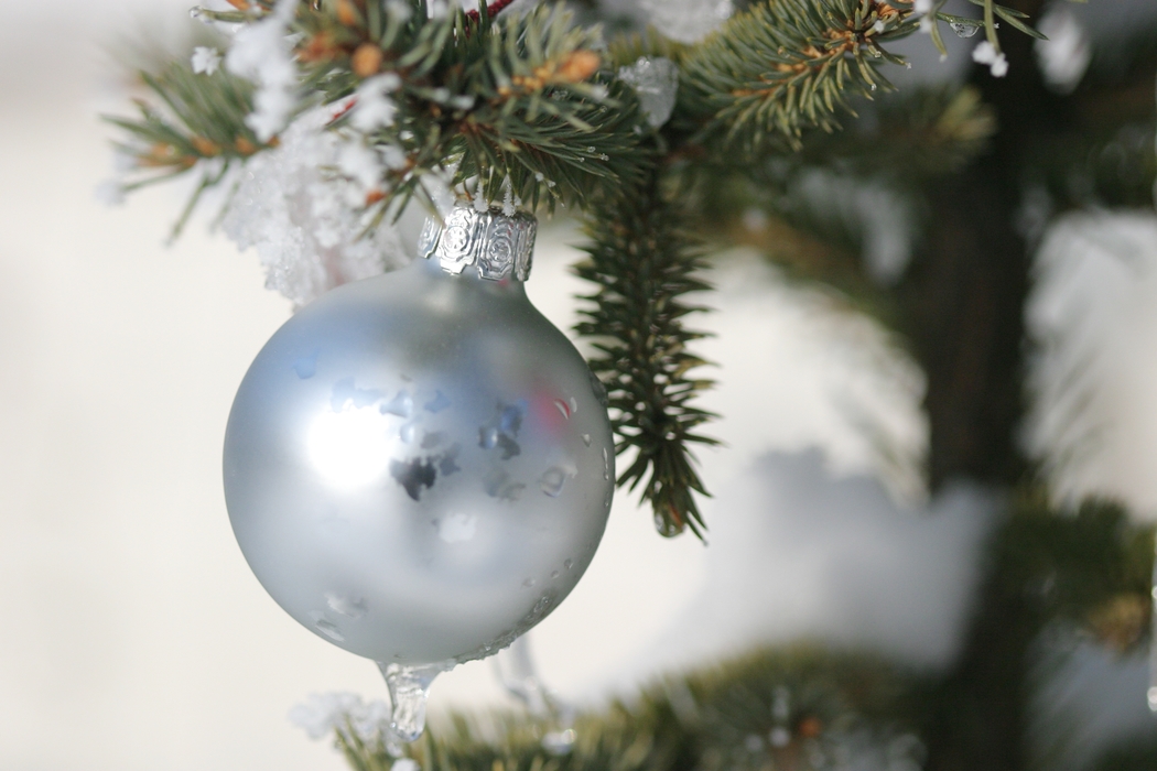 Christmas Ornaments: Silver Ball Decoration with Tree