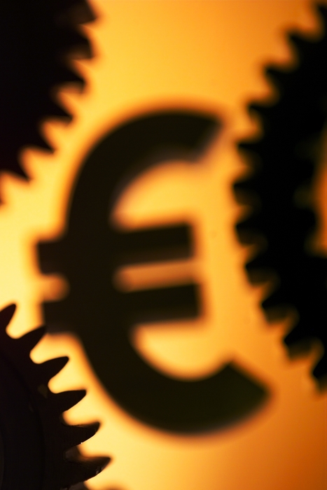 Euro Symbol with Gear Cogs