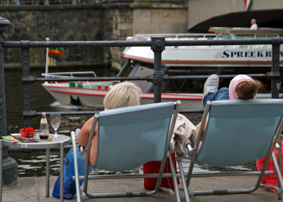 Watching Canal Boats on a River