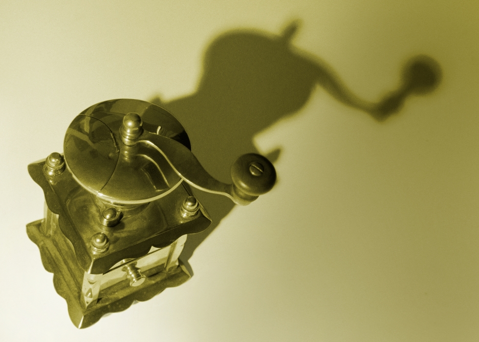 Coffee Grinder with Dramatic Shadow