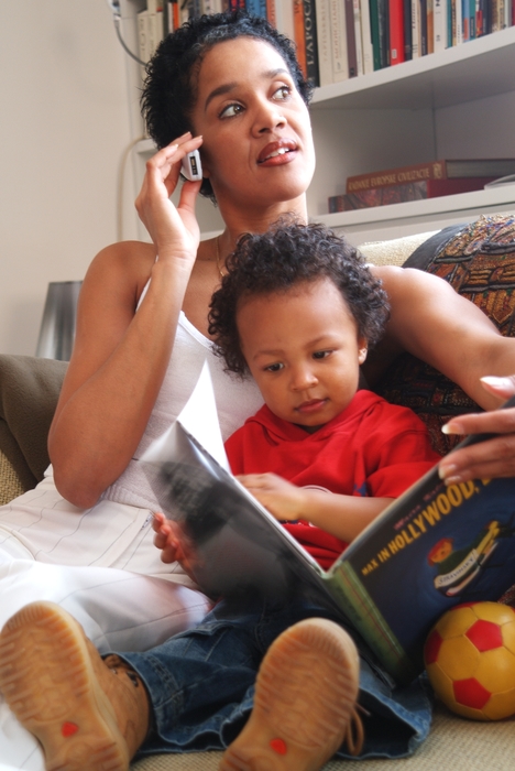 Mother and Son Reading a Book
