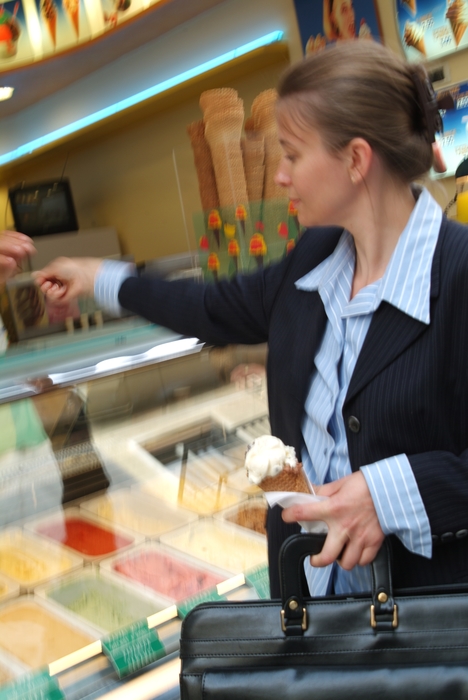 Businesswoman Ordering Ice Cream