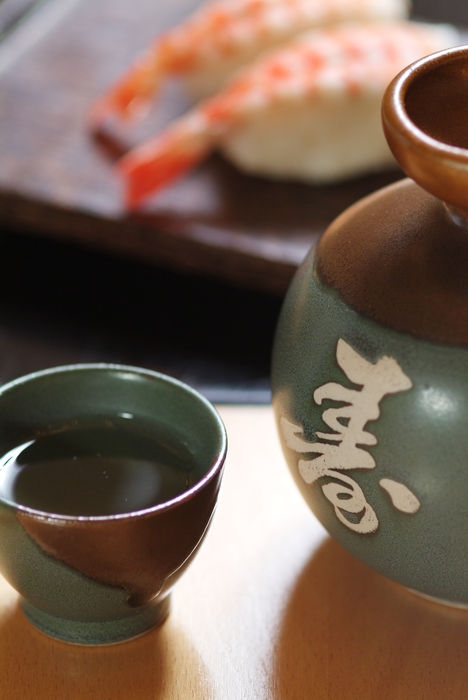 Sake with Shrimp Ebi Sushi