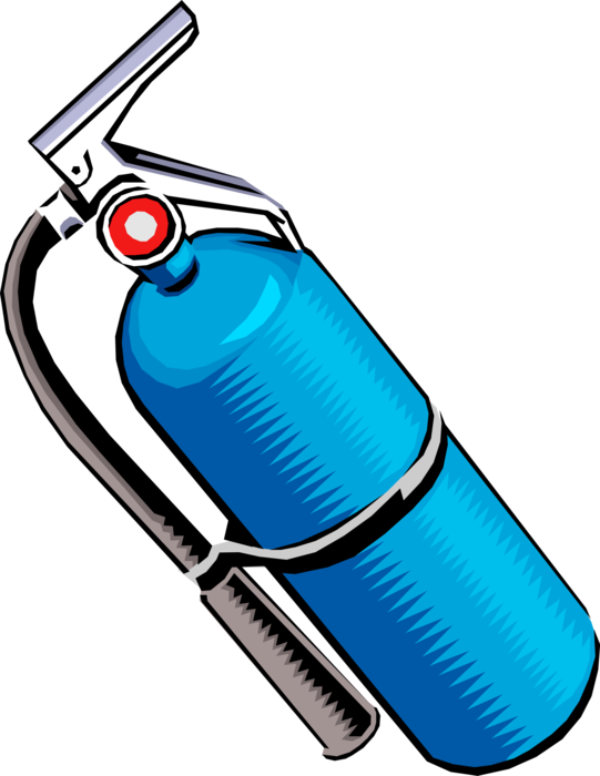 Vector Illustration of Handheld Cylindrical Blue Fire Extinguisher to Extinguish or Control Small Fires