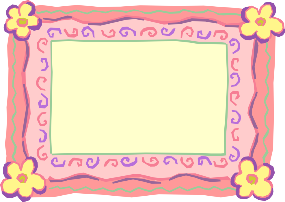 Vector Illustration of Frame Border with Yellow Flowers