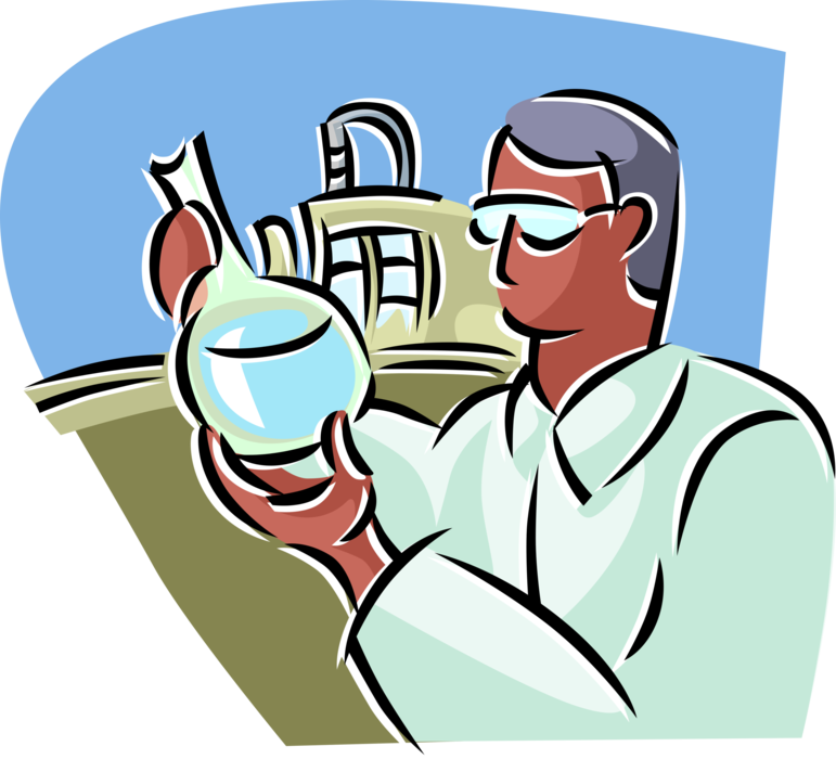 Vector Illustration of Laboratory Technician with Flask