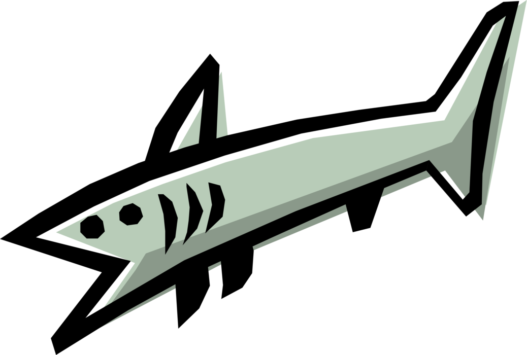 Vector Illustration of Marine Predator Shark Swimming in the Ocean