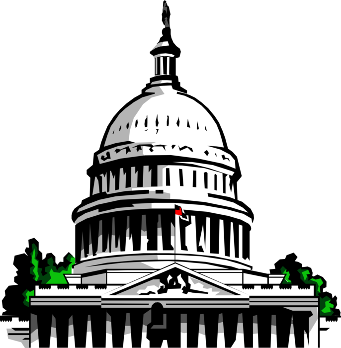 Vector Illustration of United States Capitol Seat of Government Congress Washington, District of Columbia