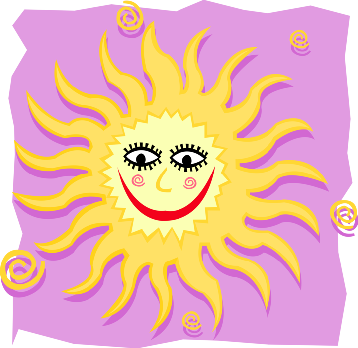 Vector Illustration of Happy Anthropomorphic Sun
