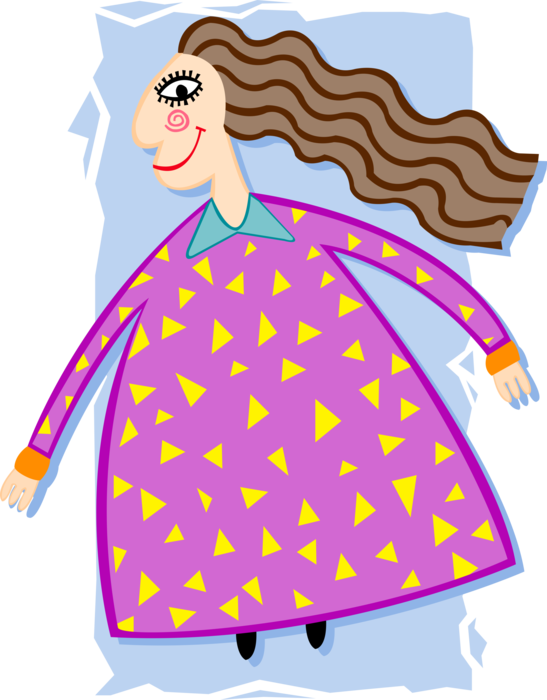 Vector Illustration of Obese Fat Lady in Pink Dress