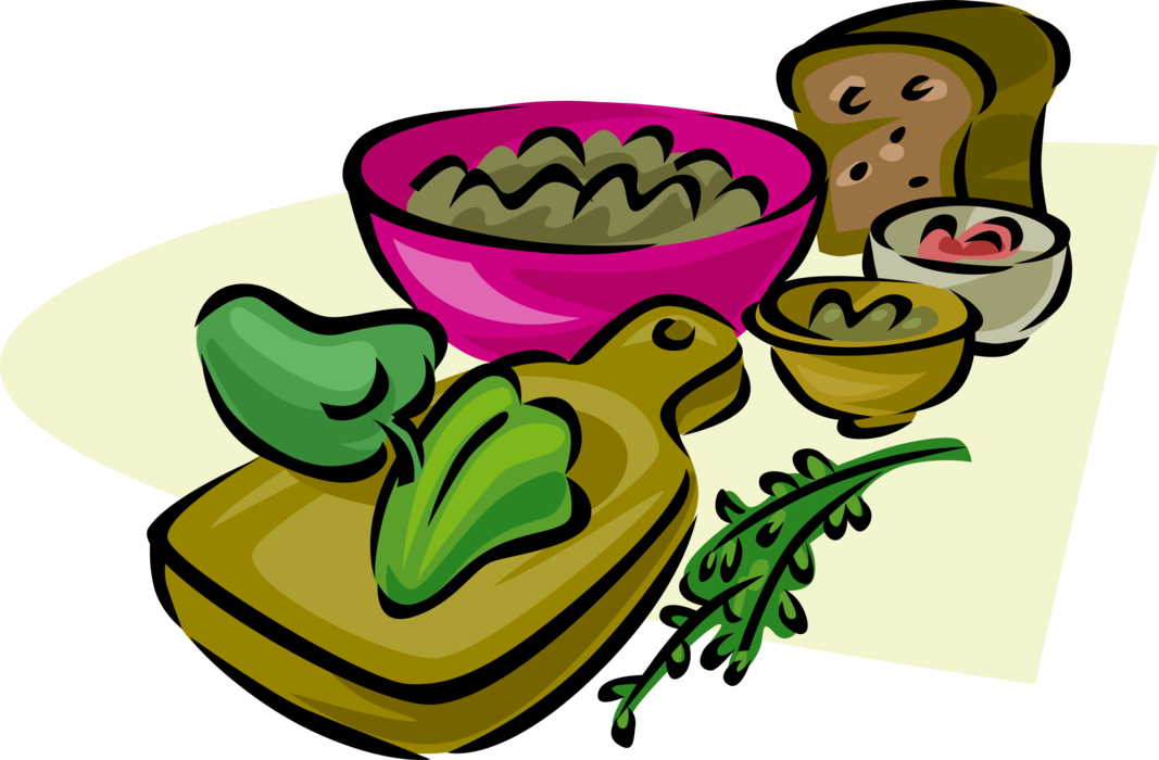 Vector Illustration of Salad Ingredients with Green Peppers and Spices
