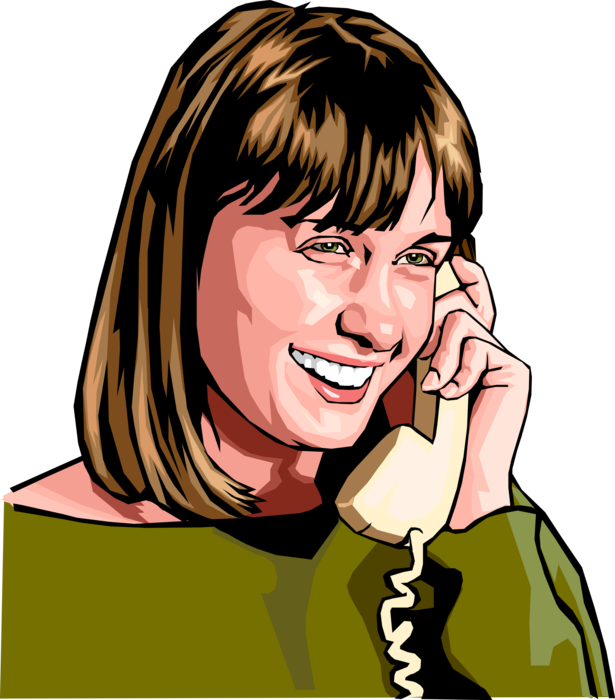 Vector Illustration of Businesswoman on Phone with Cheerful Disposition
