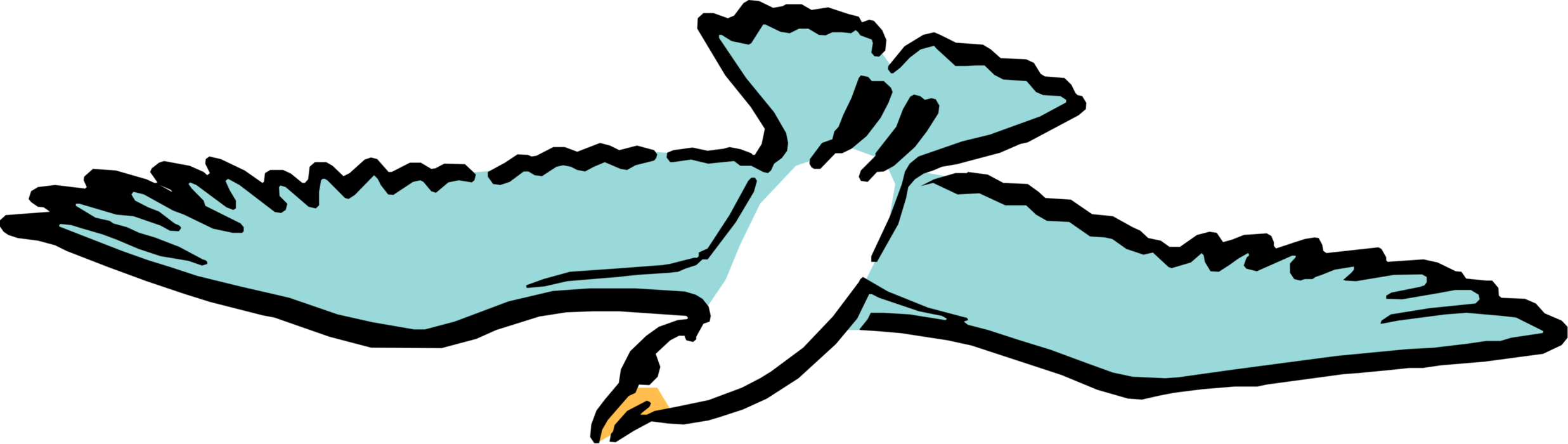 Vector Illustration of Cartoon Seabird Gull in Flight