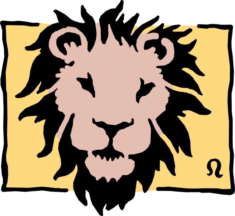 Vector Illustration of Astrological Horoscope Astrology Signs of the Zodiac - Fire Sign Leo The Lion