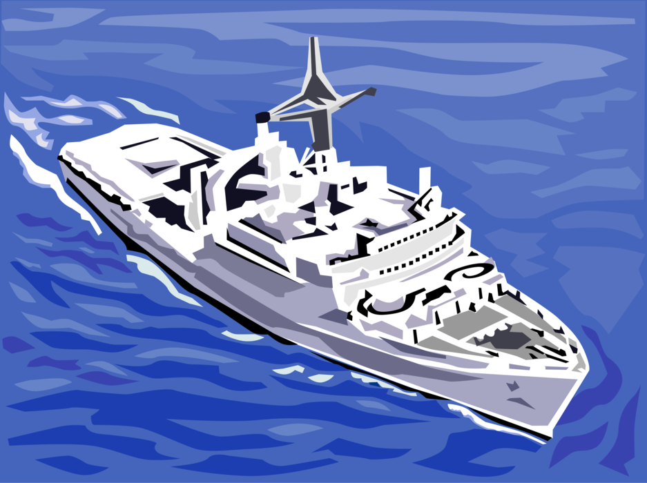 Vector Illustration of United States Navy Frigate Marine Vessel