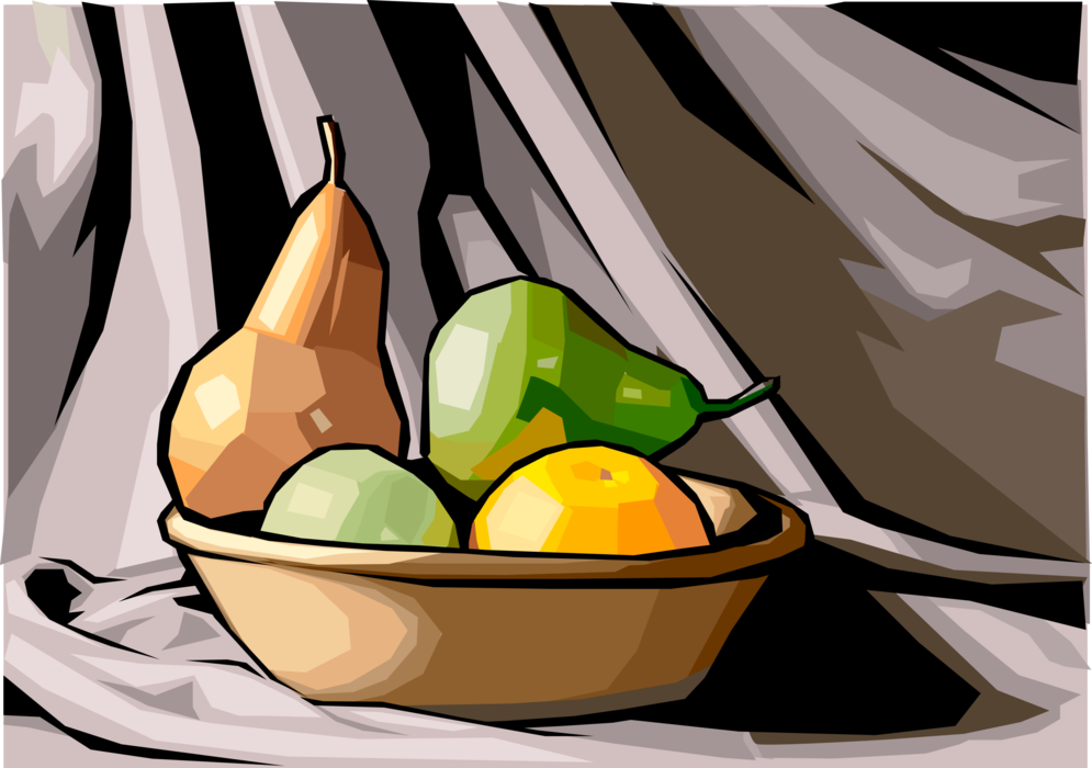 Vector Illustration of Bowl of Fruit Pears