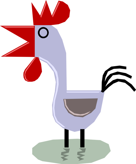 Vector Illustration of Farm Agriculture Livestock Animal Rooster Cock-a-Doodle-Doo
