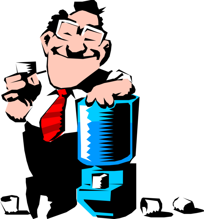 Vector Illustration of Happy Businessman at Water Cooler