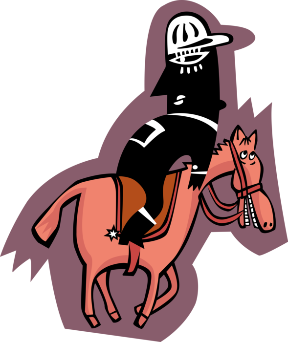 Vector Illustration of Jockey on Horseback After Running Horse Race