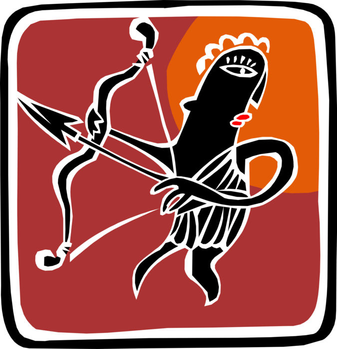 Vector Illustration of Ancient Greek Archer with Bow and Arrow