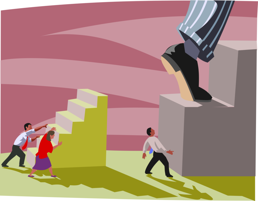 Vector Illustration of Businessman Taking Big Steps Up Stairs