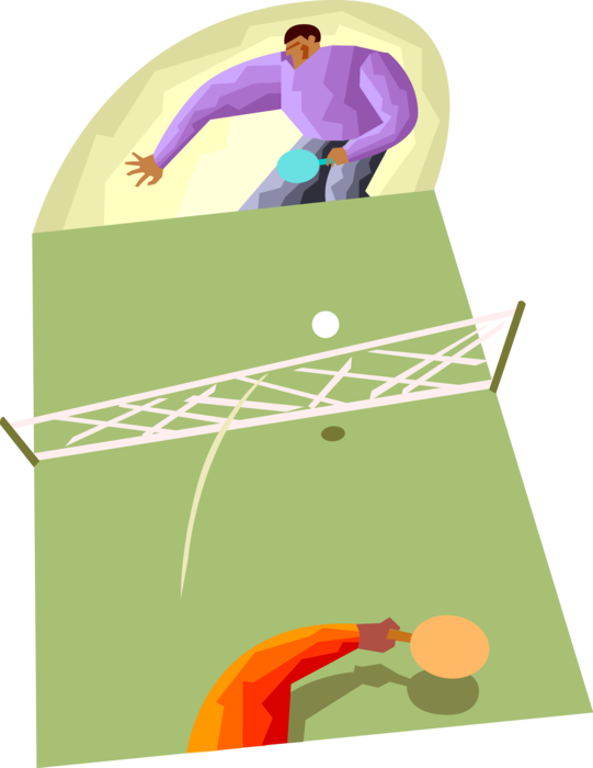 Vector Illustration of Competitive Table Tennis Ping Pong Match