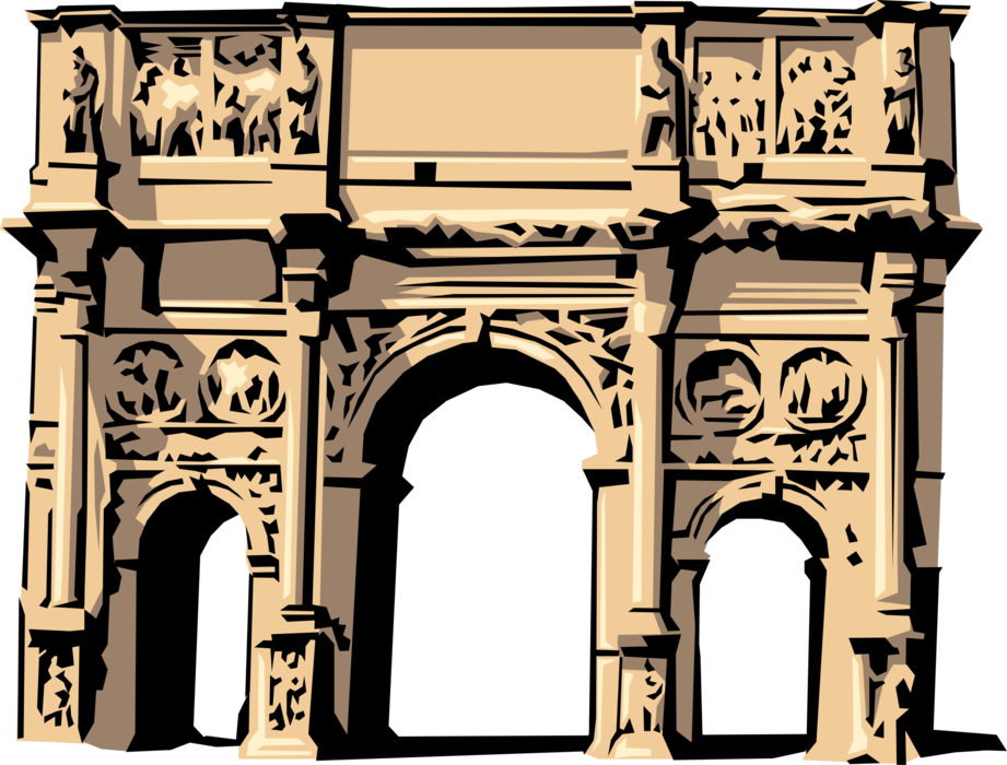 Vector Illustration of Roman Arch of Constantine, Rome, Italy