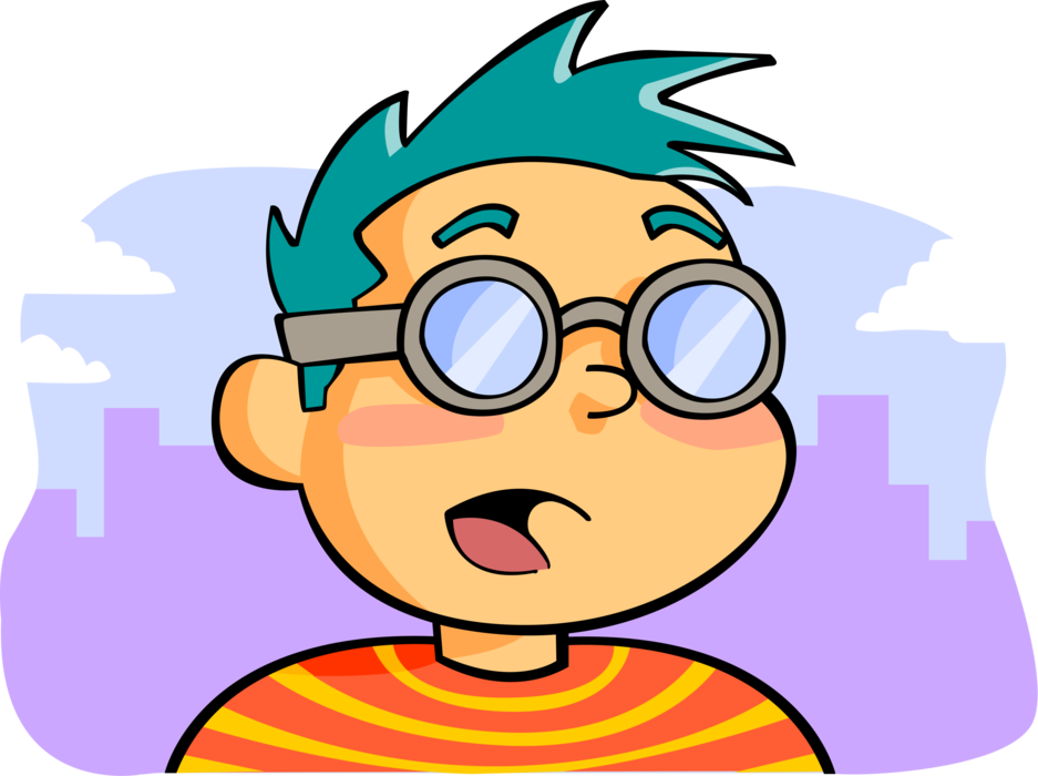Vector Illustration of Incredulous Boy with Glasses