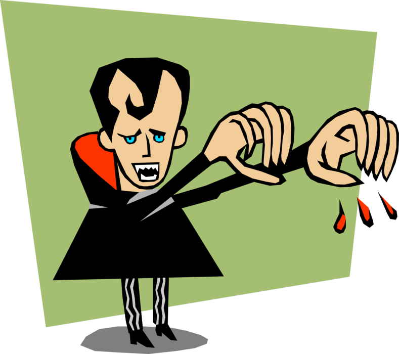 Vector Illustration of Scary Count Dracula on the Prowl for More Blood