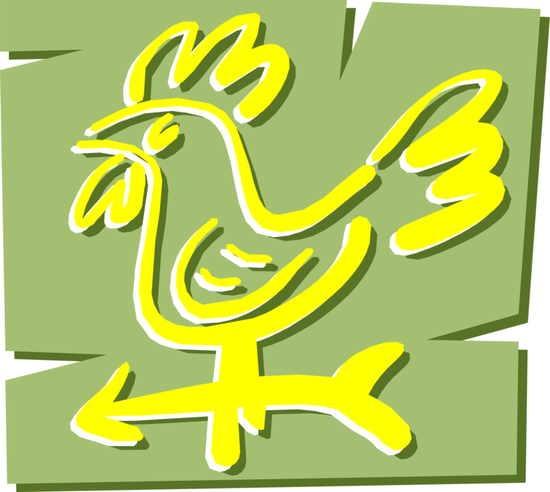 Vector Illustration of Weather Vane or Weathercock Rooster Wind Direction Indicator