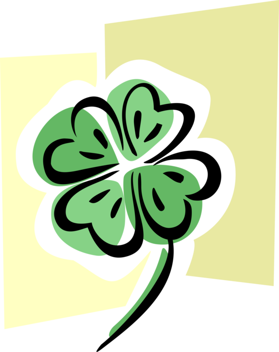 Vector Illustration of St. Patrick's Day Four-Leaf Lucky Shamrock Clover