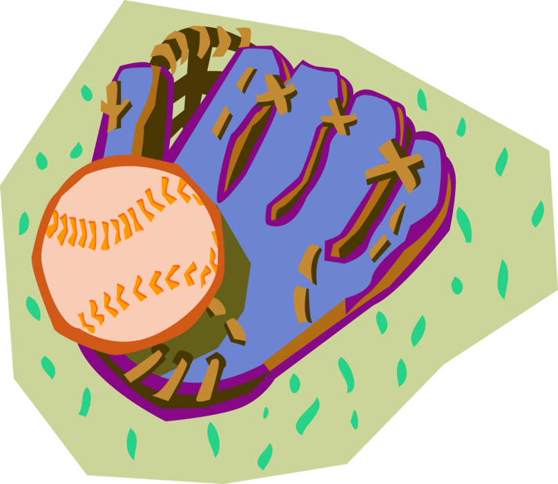 Vector Illustration of Sports Game of Baseball Glove with Ball