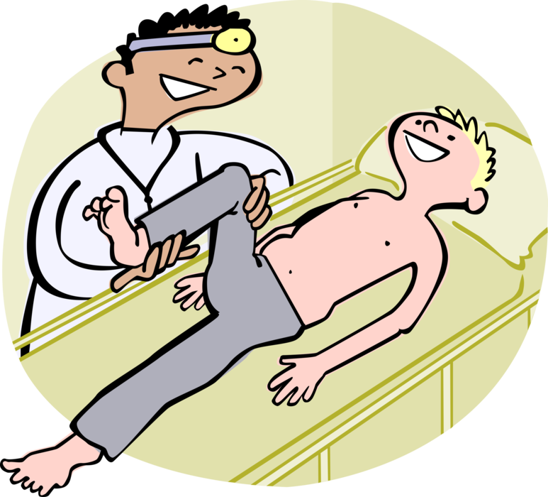 Vector Illustration of Medical Physician Doctor's Office Physical Checkup with Doctor and Patient