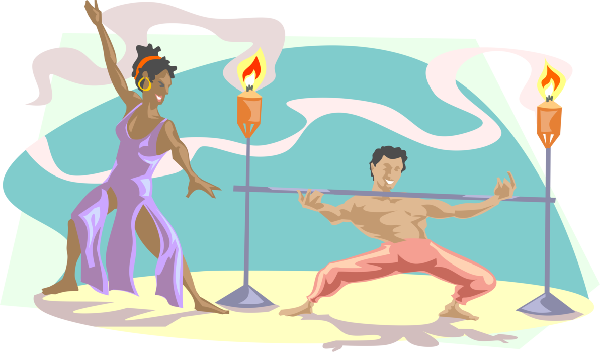 Vector Illustration of Limbo Dancer Dances Traditional Dance That Originated on Island of Trinidad