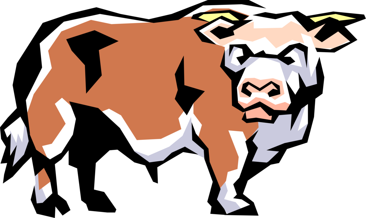 Vector Illustration of Domestic Farm Livestock Animal Cattle Bull 