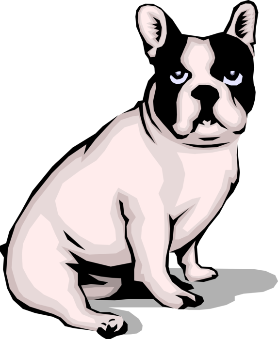 Vector Illustration of French Bulldog Family Pet Puppy Dog Sitting and Relaxing