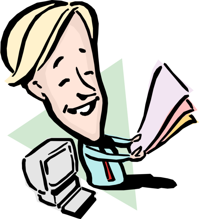 Vector Illustration of Happy Businessman with Report Documents