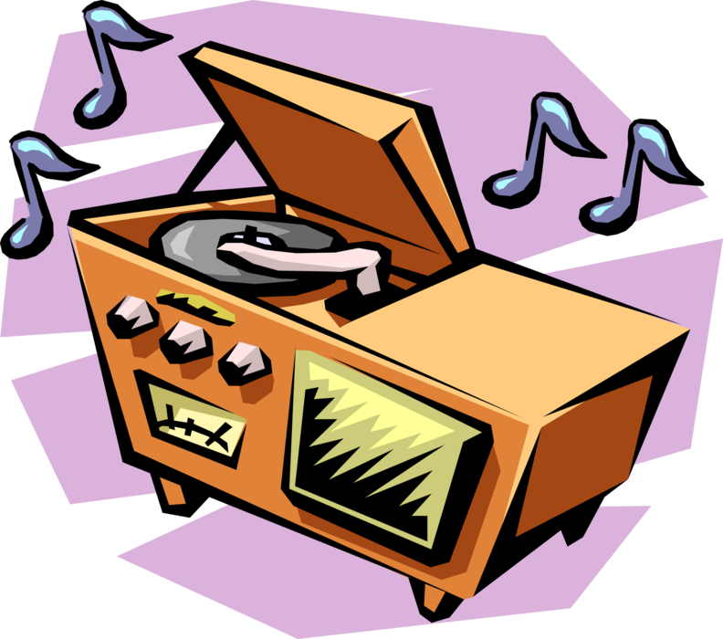 Vector Illustration of 50's Style Home Stereo Audio Entertainment System