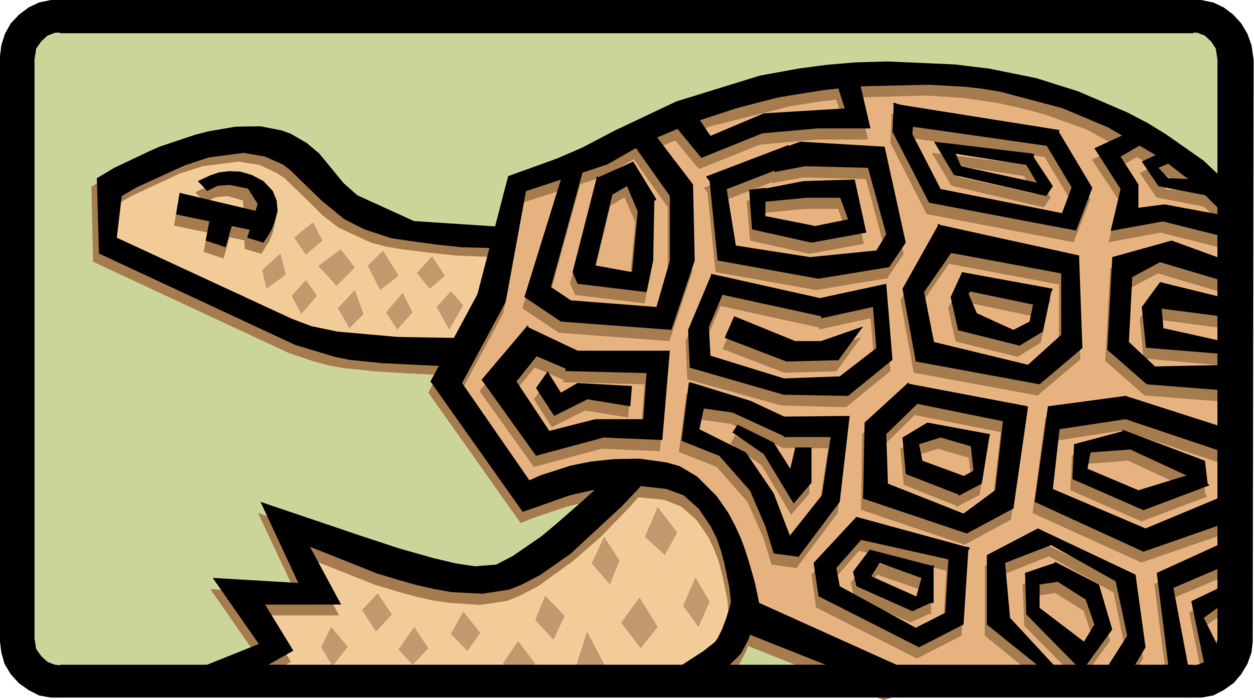 Vector Illustration of Brown Turtle or Tortoise Walking